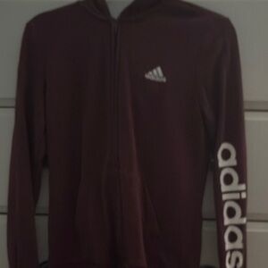 Adidas Burgundy Zip-Up Hoodie